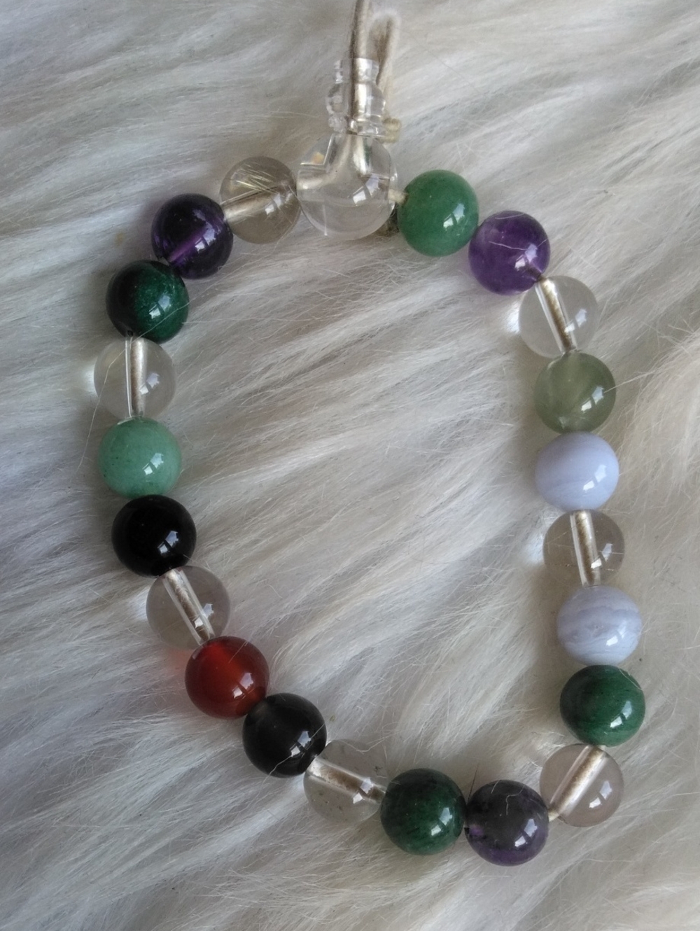 Amazing Rutilated Wuart, Blue Lace Agate And More Gemstone Adjustable Bracelet